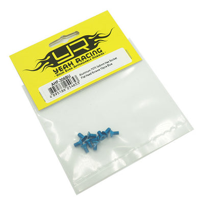 YEAH RACING ALUMINUM 7075 3X6MM HEX SOCKET FLAT HEAD SCREWS 10PCS BLUE #AHF-306BU