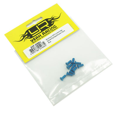 YEAH RACING ALUMINUM 7075 3X8MM HEX SOCKET FLAT HEAD SCREWS 10PCS BLUE #AHF-308BU