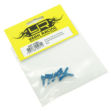 YEAH RACING ALUMINUM 7075 3X10MM HEX SOCKET FLAT HEAD SCREWS 10PCS BLUE #AHF-310BU