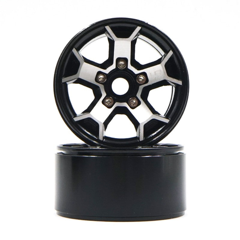 YEAH RACING 1.9 ALUMINUM CNC 5 SPOKE BEADLOCK RIM 2PCS #WL-0147BK