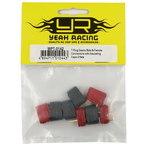 YEAH RACING T PLUG DEANS MALE & FEMALE CONNECTORS WITH INSULATING CAPS 2 SETS #WPT-0142