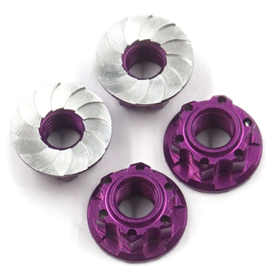 4MM ALUMINIUM WHEEL FLANGE LOCK NUT 4PCS FOR RC CAR PURPLE #YA-0448PP