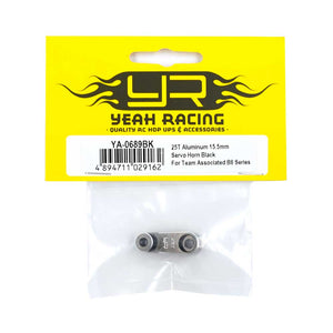 25T ALUMINUM 15.5MM SERVO HORN BLACK FOR TEAM ASSOCIATED B6 SERIES #YA-0689BK