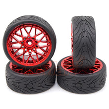 SPEC T LS WHEEL OFFSET 3 RED W/TIRE 4PCS FOR 1/10 TOURING #WL-0108