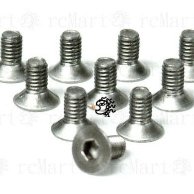 YEAH RACING TITANIUM HEX SOCKET FLAT HEAD SCREWS M3 X 6MM 10PCS #BHF-306