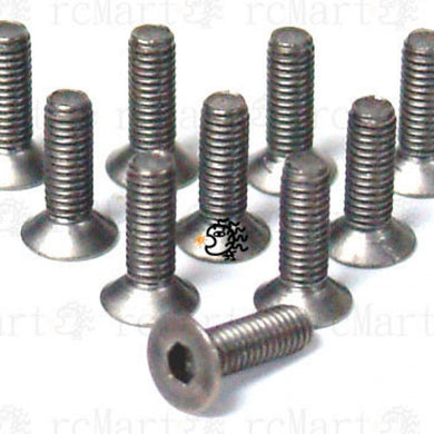 YEAH RACING TITANIUM HEX SOCKET FLAT HEAD SCREWS M3 X 8MM 10PCS #BHF-308