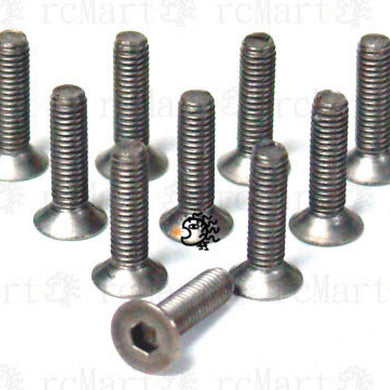 YEAH RACING TITANIUM HEX SOCKET FLAT HEAD SCREWS M3 X 12MM 10PCS #BHF-312