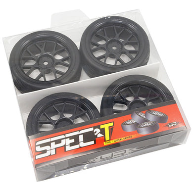 SPEC T CS WHEEL OFFSET 3 BLACK W/TIRE 4PCS FOR 1/10 TOURING #WL-0109