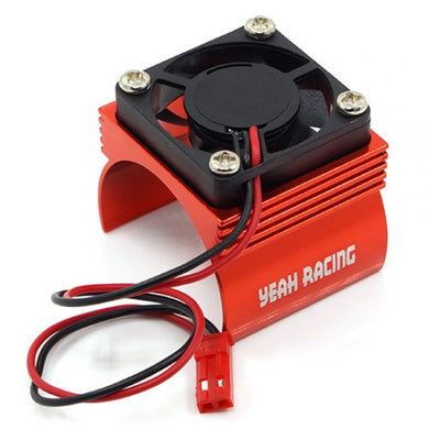 YEAH RACING ALUMINUM 540 MOTOR HEAT SINK W/ COOLING FAN RED #YA-0410RD