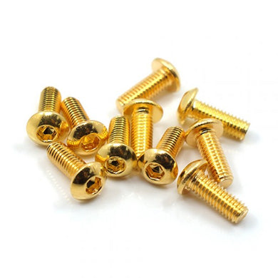 Yeah Racing 12.9 Grade Stainless Steel 24K Gold Coated Screw 3x10mm Hex Socket Button Head Screw 10pcs #SHP-310GD