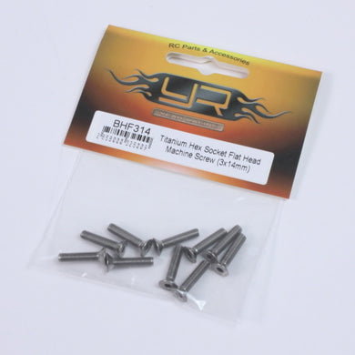 TITANIUM HEX SOCKET FLAT HEAD SCREWS M3 X 14MM 10PCS #BHF-314